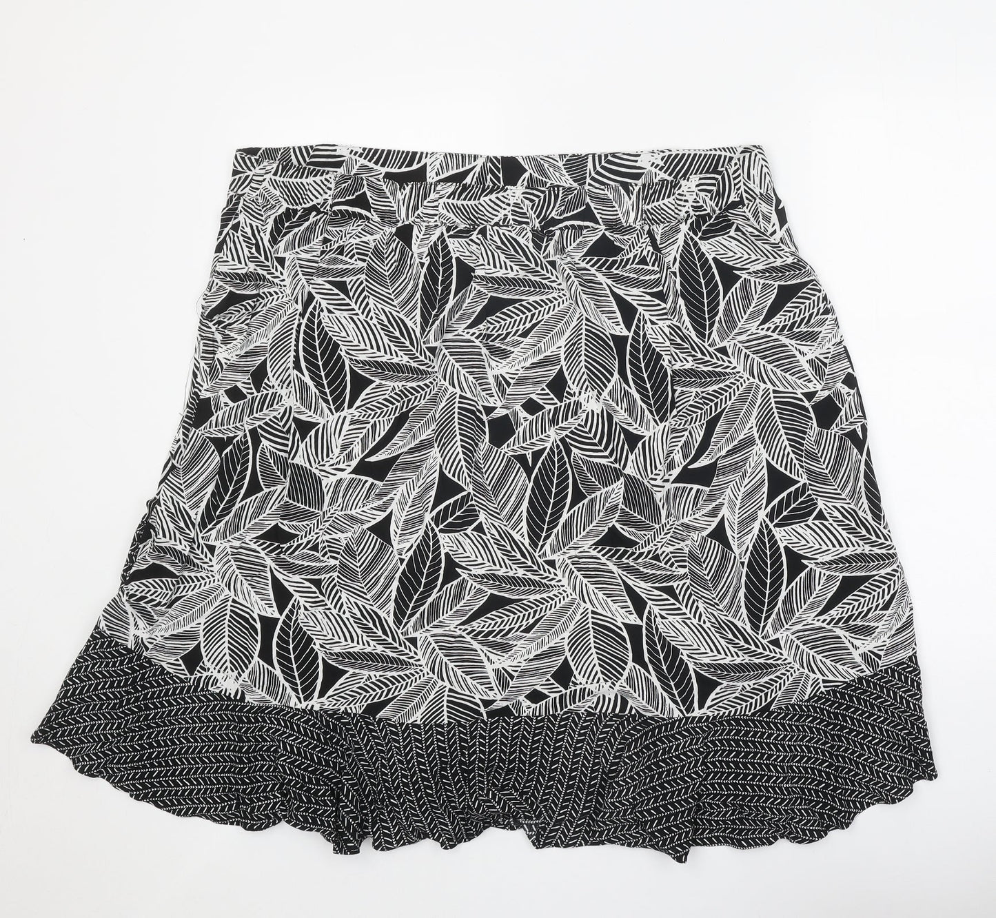 Bonmarché Womens Black Geometric Polyester Swing Skirt Size 41 in