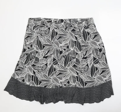 Bonmarché Womens Black Geometric Polyester Swing Skirt Size 41 in