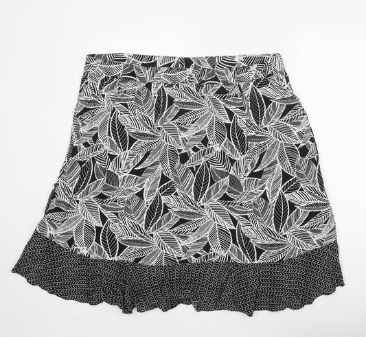 Bonmarché Womens Black Geometric Polyester Swing Skirt Size 41 in