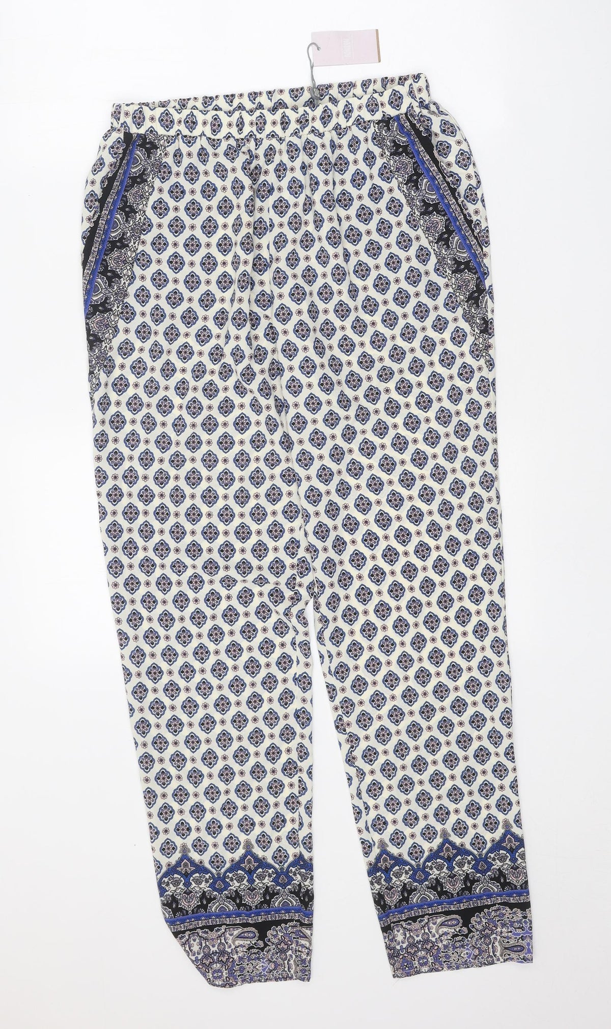 Individual Womens Beige Paisley Polyester Trousers Size 10 Regular