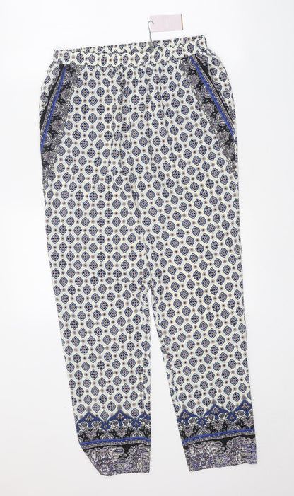 Individual Womens Beige Paisley Polyester Trousers Size 10 Regular