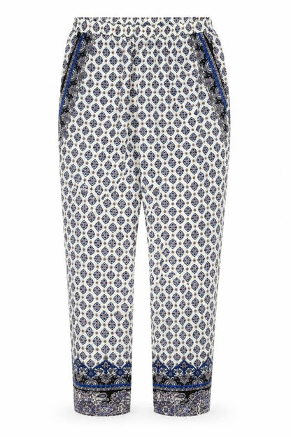 Individual Womens Beige Paisley Polyester Trousers Size 10 Regular