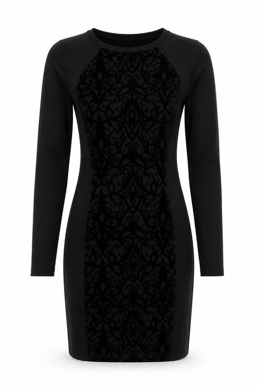 Divided Womens Black Geometric Viscose Bodycon Size 8 Boat Neck Pullover