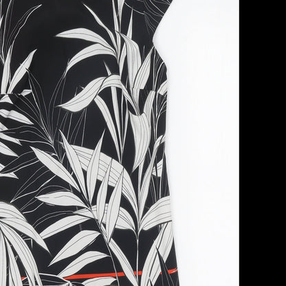 Billie & Blossom Womens Black Geometric Polyester Shift Size 10 Boat Neck Zip - Leaf Pattern