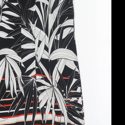 Billie & Blossom Womens Black Geometric Polyester Shift Size 10 Boat Neck Zip - Leaf Pattern