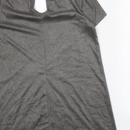New Look Womens Grey Polyester T-Shirt Dress Size 10 Halter Button - Metallic