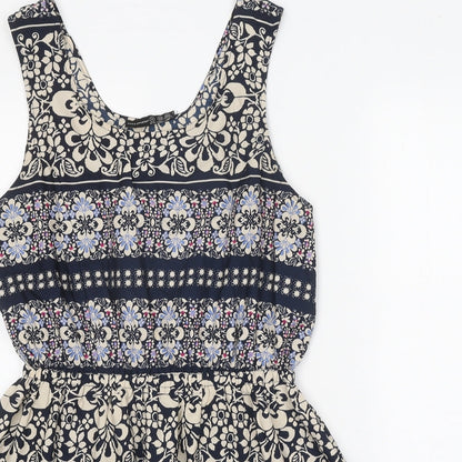 Atmosphere Womens Blue Geometric Polyester Tank Dress Size 14 Scoop Neck Pullover