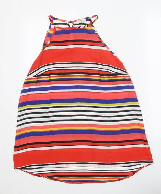 Papaya Womens Red Striped Polyester Basic Tank Size 14 Halter