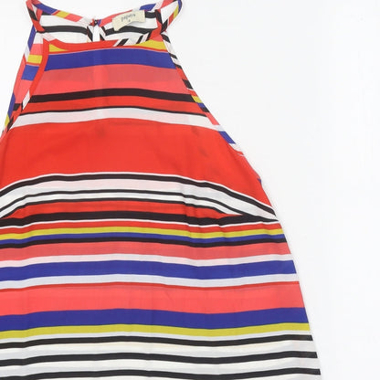 Papaya Womens Red Striped Polyester Basic Tank Size 14 Halter