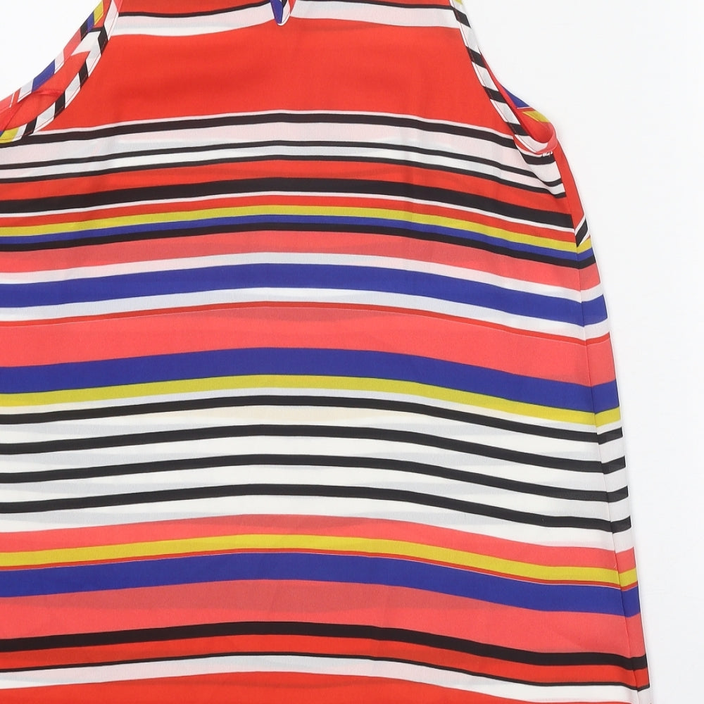 Papaya Womens Red Striped Polyester Basic Tank Size 14 Halter