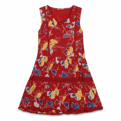 NEXT Womens Red Floral 100% Cotton A-Line Size 10 V-Neck Pullover