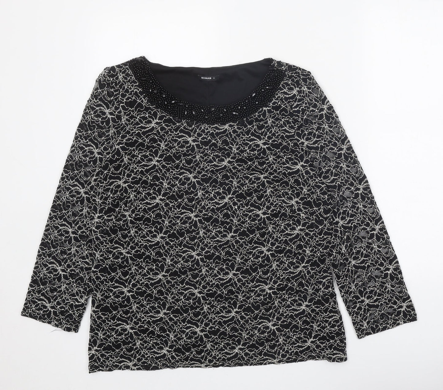 Womens UK Size 18 Roman Black Basic Blouse