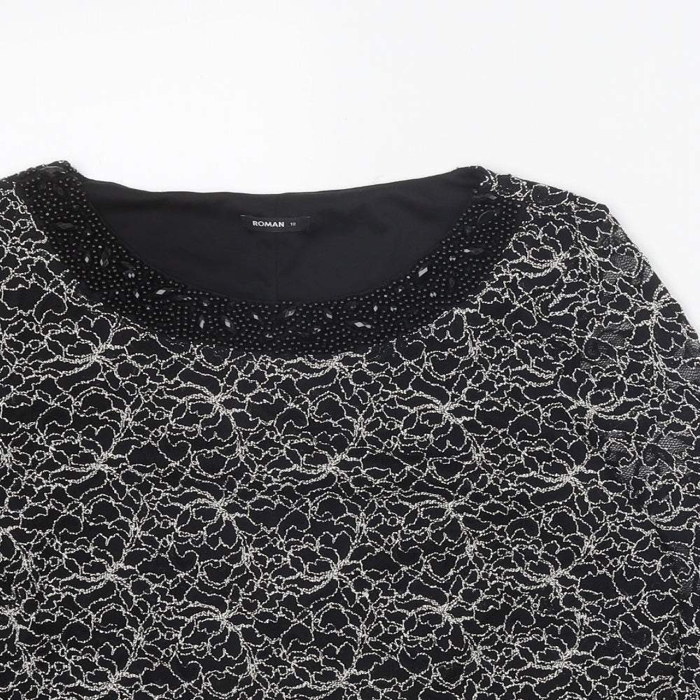 Womens UK Size 18 Roman Black Basic Blouse
