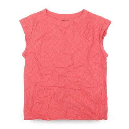 Emily and Fin Womens Pink Polka Dot 100% Cotton Basic Blouse Size M Boat Neck