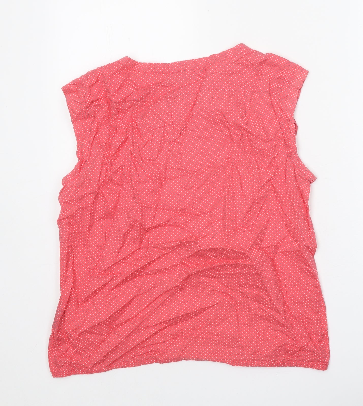 Emily and Fin Womens Pink Polka Dot 100% Cotton Basic Blouse Size M Boat Neck