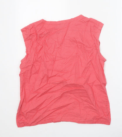 Emily and Fin Womens Pink Polka Dot 100% Cotton Basic Blouse Size M Boat Neck