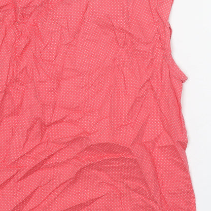 Emily and Fin Womens Pink Polka Dot 100% Cotton Basic Blouse Size M Boat Neck