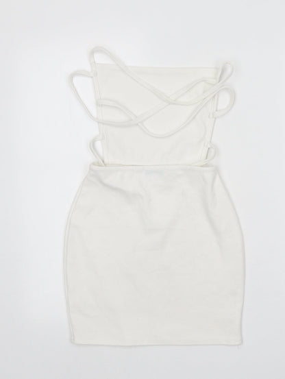 In the Style Womens White Polyester A-Line Size 6 Square Neck Pullover