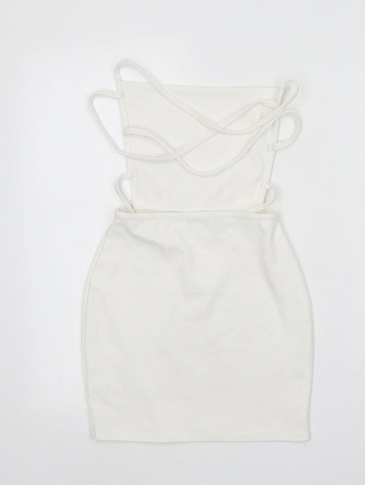 In the Style Womens White Polyester A-Line Size 6 Square Neck Pullover