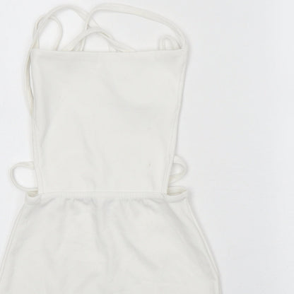 In the Style Womens White Polyester A-Line Size 6 Square Neck Pullover