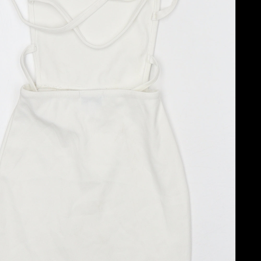 In the Style Womens White Polyester A-Line Size 6 Square Neck Pullover