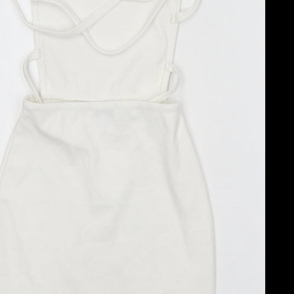 In the Style Womens White Polyester A-Line Size 6 Square Neck Pullover