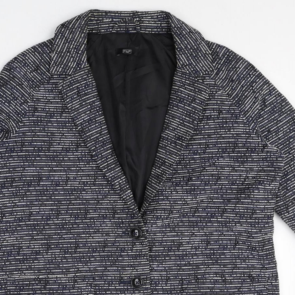 F&F Womens Grey Cotton Jacket Blazer Size 12