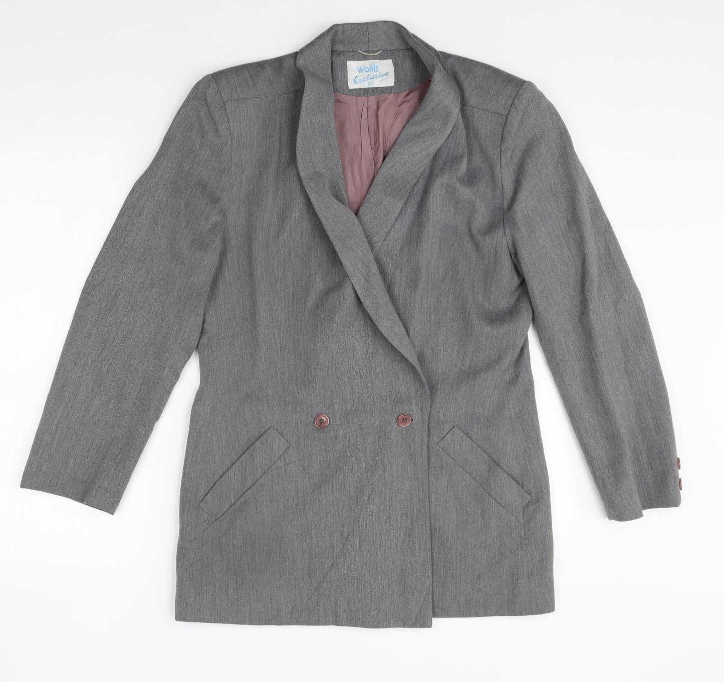 Wallis Womens Grey Polyester Jacket Blazer Size 12