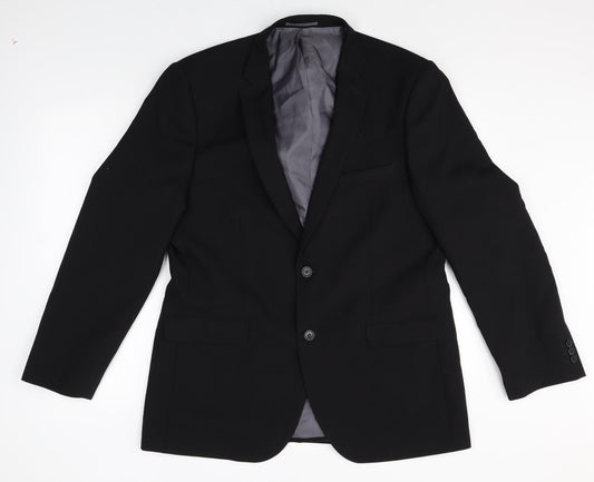 George Mens Black Polyester Jacket Suit Jacket Size 42 Big & Tall