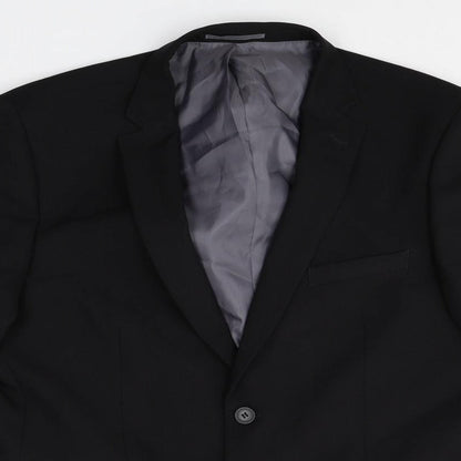 George Mens Black Polyester Jacket Suit Jacket Size 42 Big & Tall