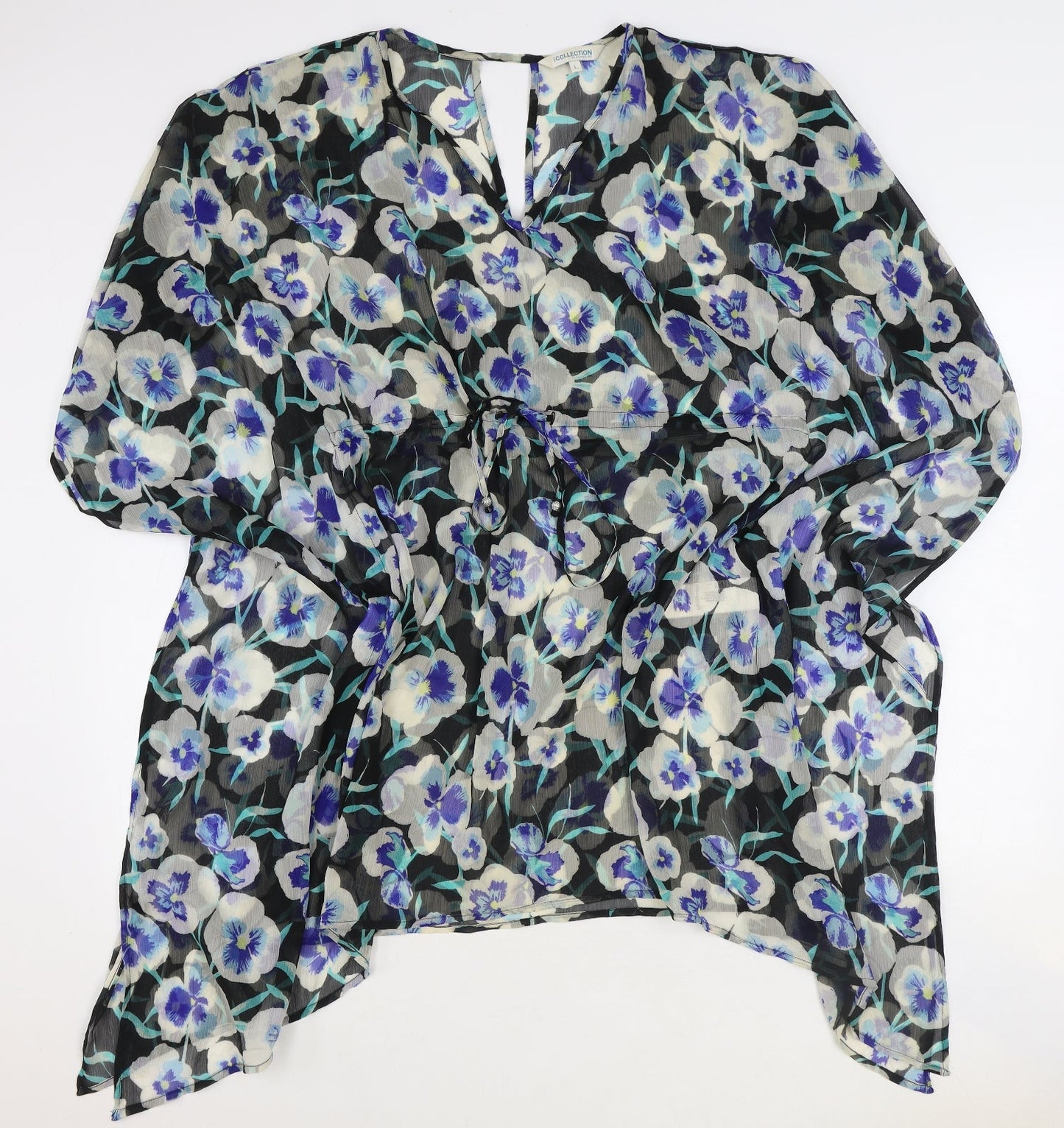 Womens UK Size L Debenhams Blue Tunic Blouse