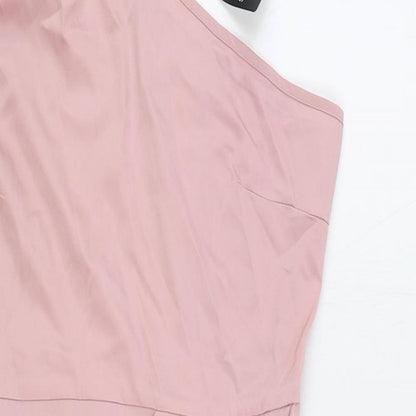 Sheilay Womens Pink Polyester Bodycon Size L One Shoulder Zip