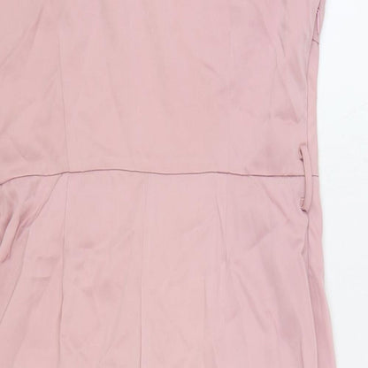Sheilay Womens Pink Polyester Bodycon Size L One Shoulder Zip
