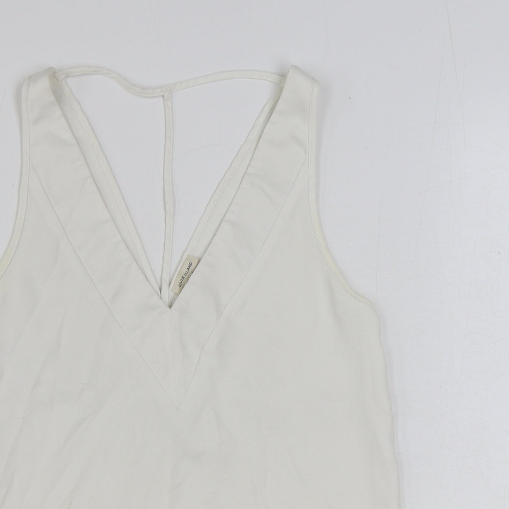 Womens UK Size 8 River Island White Basic Tank