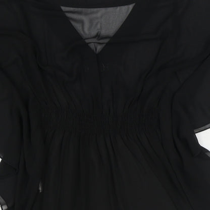 The Stockshop Womens Black Polyester Tunic Blouse Size S V-Neck - Embellished Neckline
