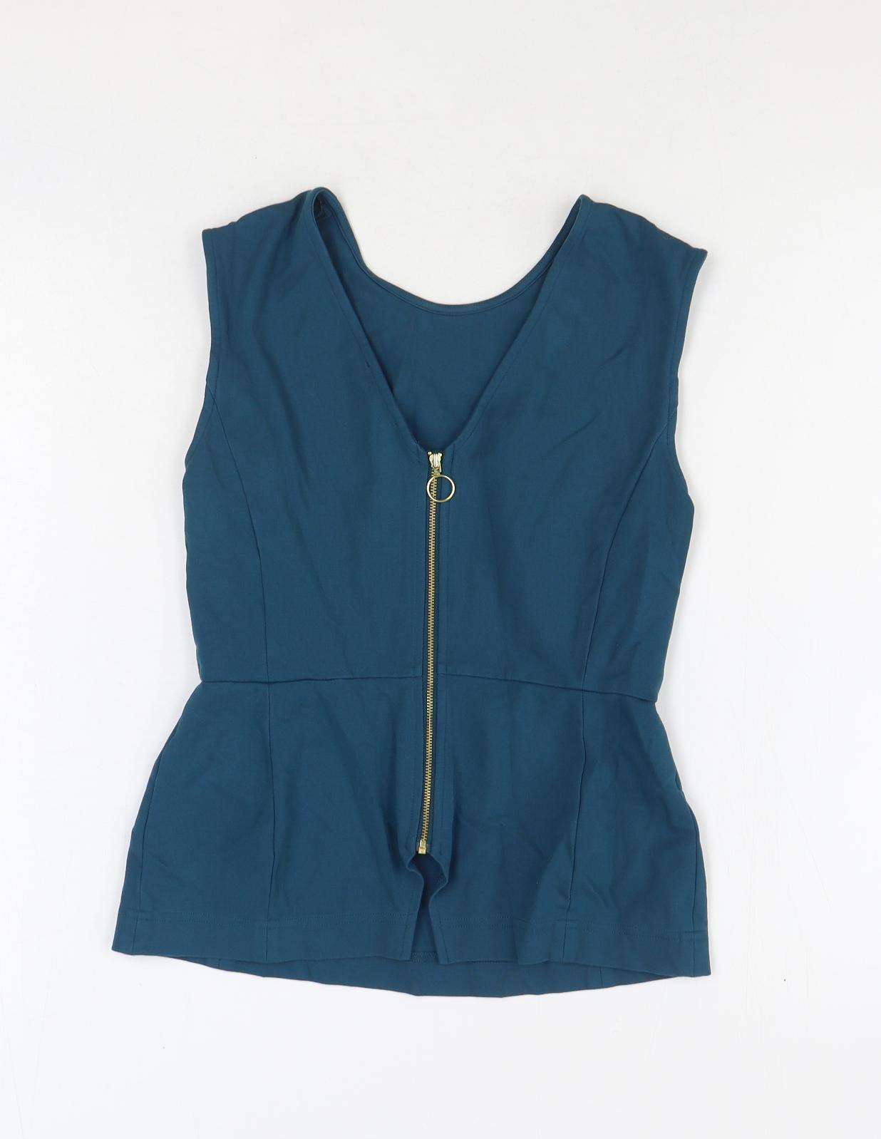 Autograph Womens Green Viscose Basic Blouse Size 8 Boat Neck