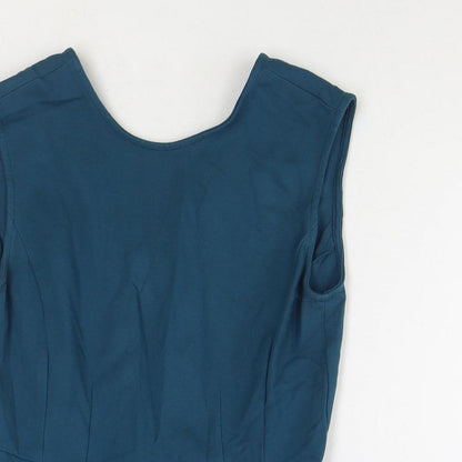 Autograph Womens Green Viscose Basic Blouse Size 8 Boat Neck