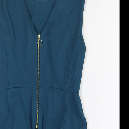 Autograph Womens Green Viscose Basic Blouse Size 8 Boat Neck