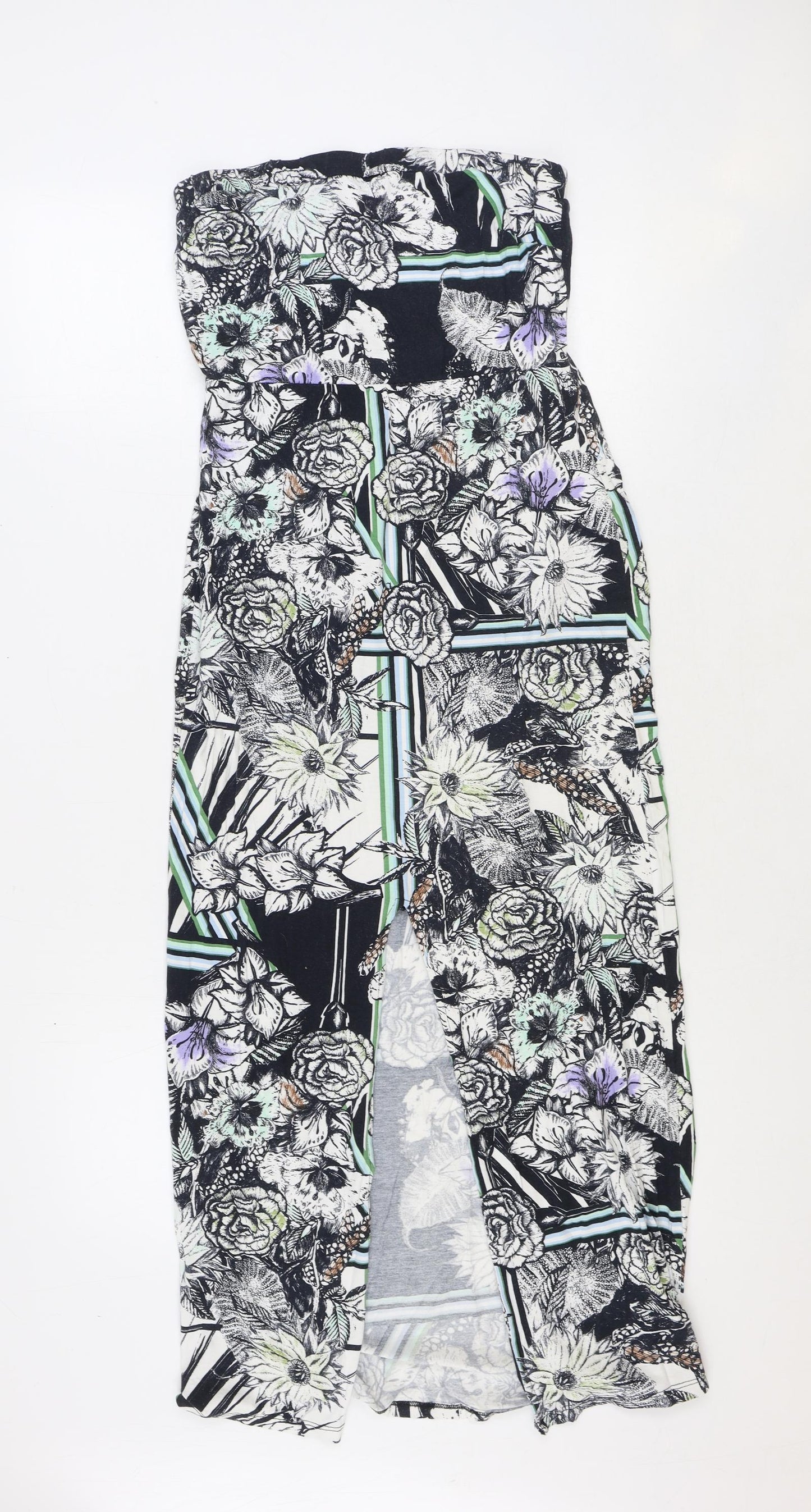 Miss Selfridge Womens Blue Floral Polyester A-Line Size 10 Off the Shoulder Pullover