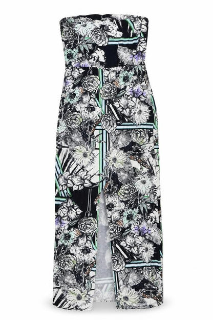 Miss Selfridge Womens Blue Floral Polyester A-Line Size 10 Off the Shoulder Pullover