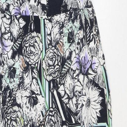 Miss Selfridge Womens Blue Floral Polyester A-Line Size 10 Off the Shoulder Pullover