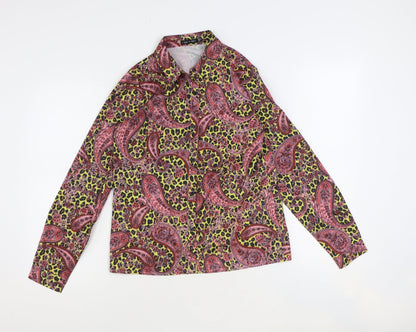 I SAW IT FIRST Womens Multicoloured Paisley Polyester Basic Button-Up Size 8 Collared