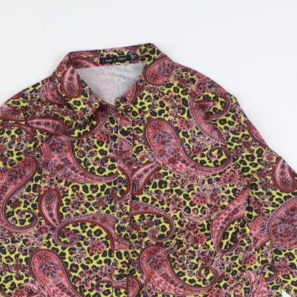 I SAW IT FIRST Womens Multicoloured Paisley Polyester Basic Button-Up Size 8 Collared