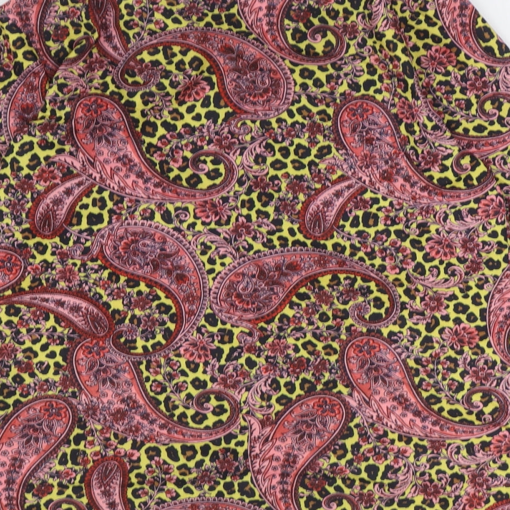 I SAW IT FIRST Womens Multicoloured Paisley Polyester Basic Button-Up Size 8 Collared