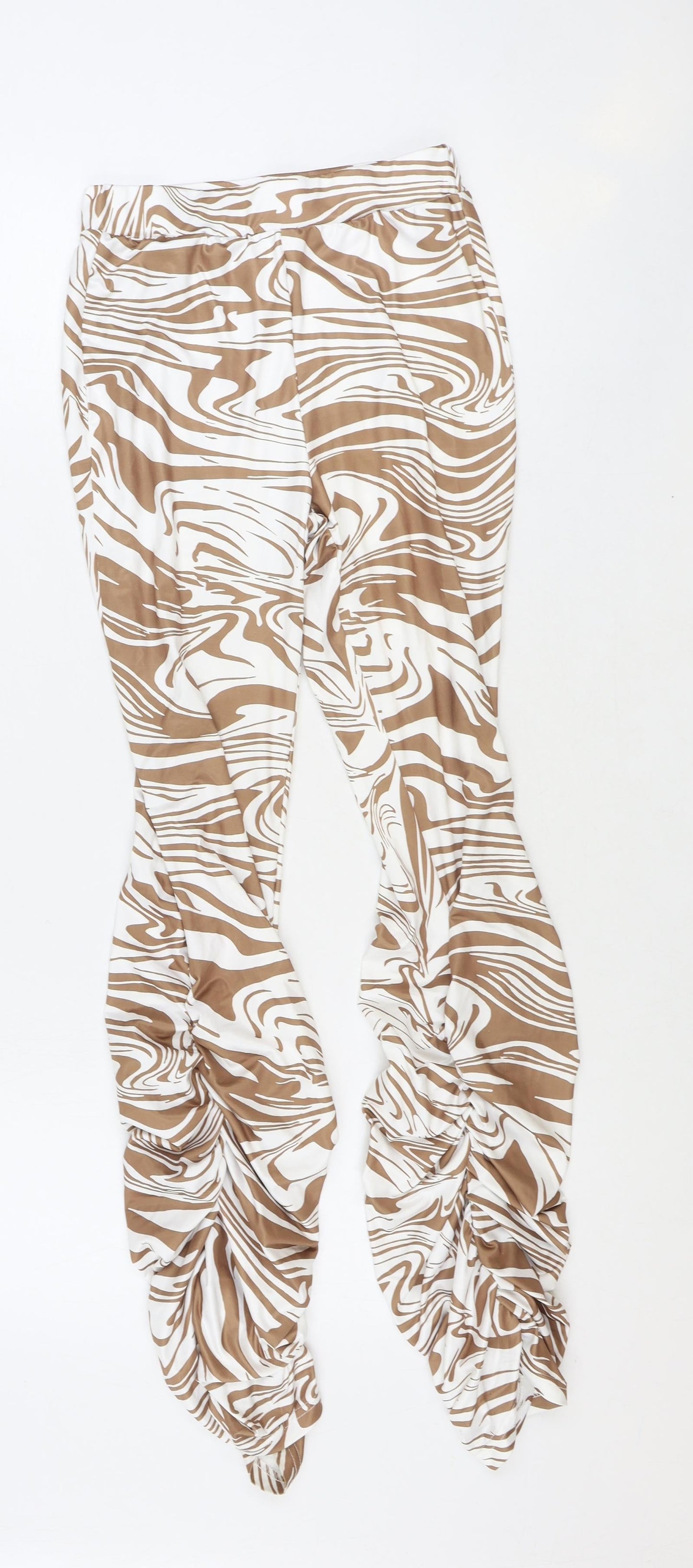 SheIn Womens Brown Animal Print Polyester Trousers Size XS Regular - Ruched
