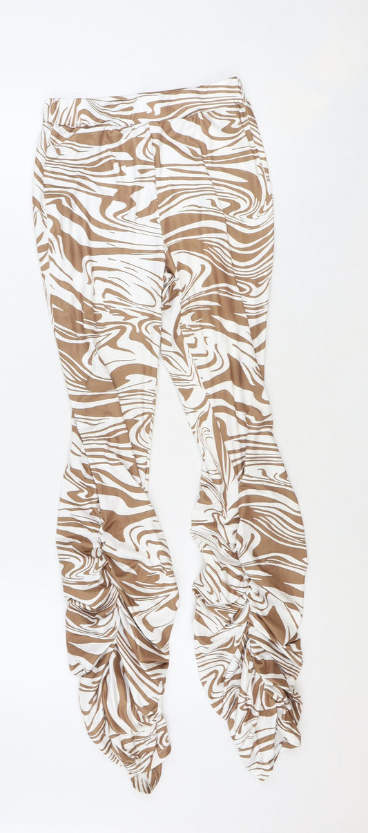 SheIn Womens Brown Animal Print Polyester Trousers Size XS Regular - Ruched