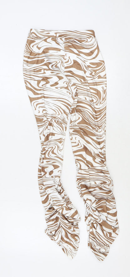 SheIn Womens Brown Animal Print Polyester Trousers Size XS Regular - Ruched