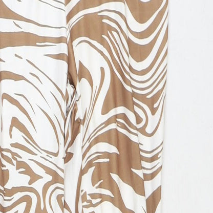 SheIn Womens Brown Animal Print Polyester Trousers Size XS Regular - Ruched