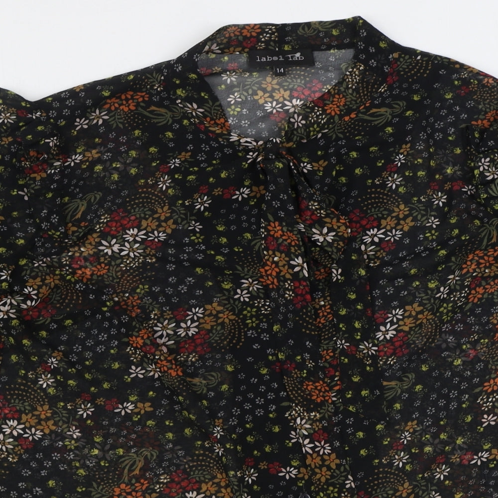 Womens UK Size 14 Label Lab Black Basic Button-Up