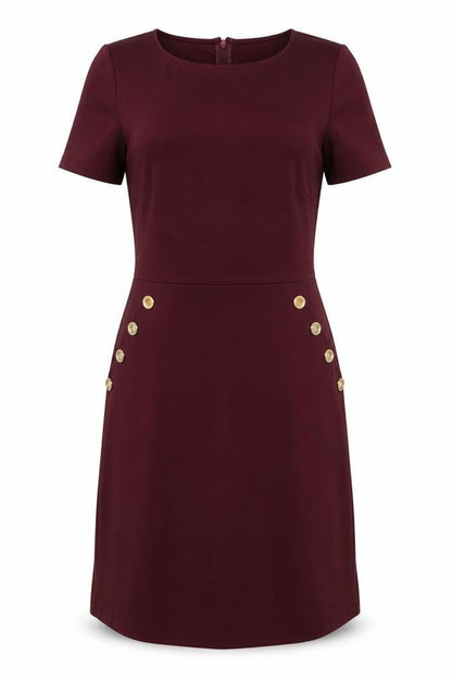 So Fabulous Womens Red Polyester T-Shirt Dress Size 10 Boat Neck Zip
